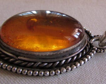 Sterling Silver and Amber Pendant