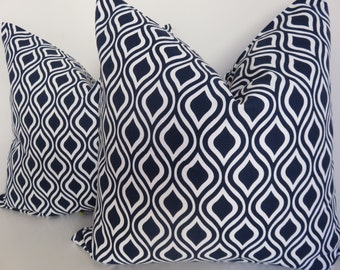 SALE!! Pair Pillow Covers -Set Of 2 Pillow Covers - Navy Blue Pillow Cover - Blue White Pillow -18x18- Set Pillows - Pillow Cover