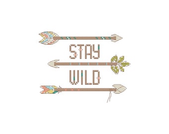 PDF arrows cross stitch pattern, modern wild cross stitch pattern, tribal cross stitch, geometric bohemian pattern, indian arrows embroidery