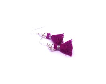Pair of purple tassel earrings