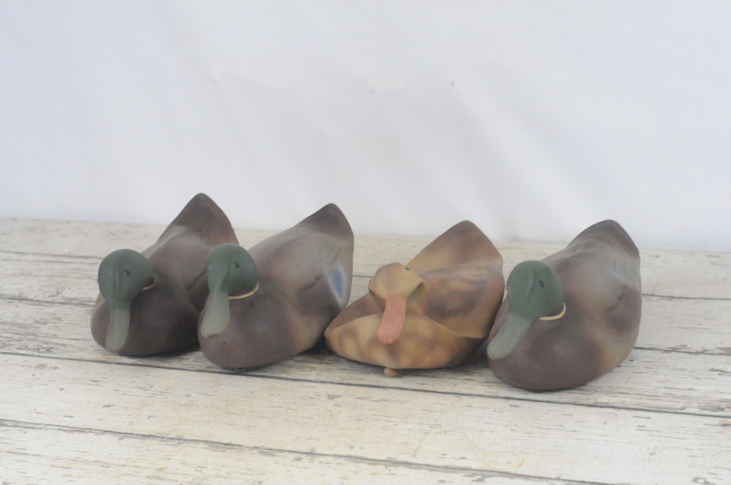 Four Vintage Duraduck Duck Decoy Rubber Inflatable Duck Decoys