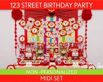 123 Elmo Street Birthday Party Package Collection Set Midi NonPersonalized Printable // 123 Street - B49Nz2