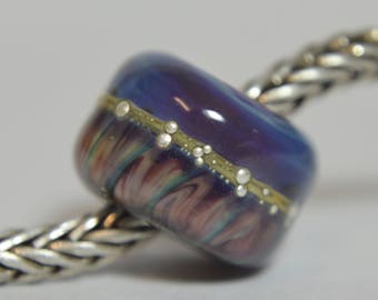 Unique Handmade Lampwork Glass European Charm Bead with Pure Silver - SRA - Fits all charm bracelets - Silver Core Options