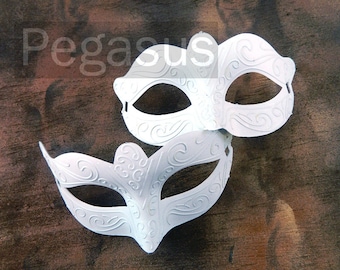 WHITE classic mask (2 package option)(M2) Ballroom masquerade mask for a Mardi Gras, Halloween,Wedding,Prom,New Years