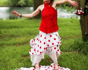 Halter top and skirt long "amanita" set