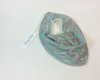 Organic Cotton, Bamboo Terry Bandana Bib, Soft Bib, Alligator Print, Baby Accessory, Baby Gift, Drool Bib, Sensitive Skin, Organic Bib