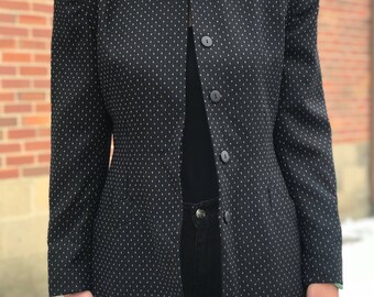 vintage christian dior wool tailored black and white button down shell/blazer