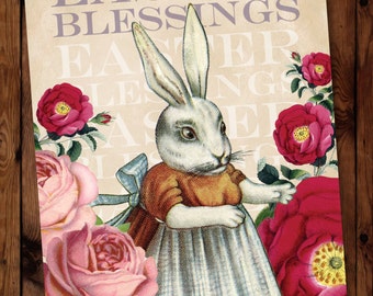 Easter Card, Easter Greeting Card, Vintage Easter Greeting Card, Vintage Easter Bunny Greeting Card, Holiday Card