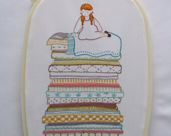 Princess and the Pea IRON ON Embroidery Sampler Pattern