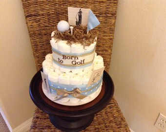 Golf diaper cake baby shower gift centerpiece born to golf
