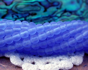 4mm Druks, Czech Glass Druks, Round Glass Beads, Matte Sapphire Druks, Druk Beads, CZ-367