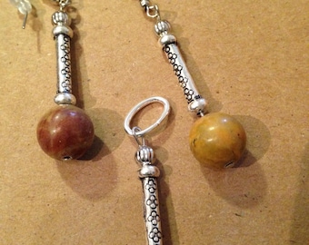 Stone beads and silver trio