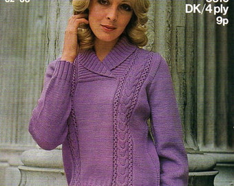 Vintage 4ply womens polo shirt sweater knitting pattern PDF