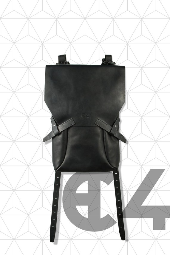 Black leather backpack / Fashion backpack/ Minimal backpack
