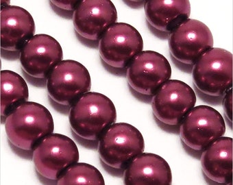 Lot 100 Pearly beads 4 mm plum purple Czech glass
