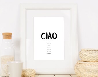 Ciao Italian Words - Ciao Italian Words print - Wall Art - Printable Italian Words