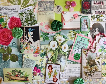 Garden Gate*Flower Inspiration Kit*Vintage Paper Ephemera Pack*Spring Garden Junk Journal Scrapbook Collage Supplies