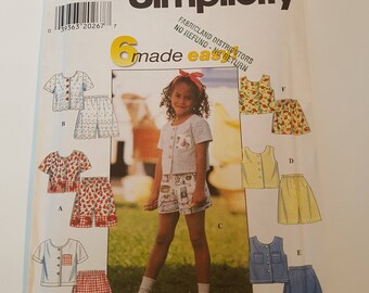 Vintage Simplicity 6 Made Easy Sewing Pattern 7616 Child's Top and Shorts in size 5, 6, 6X