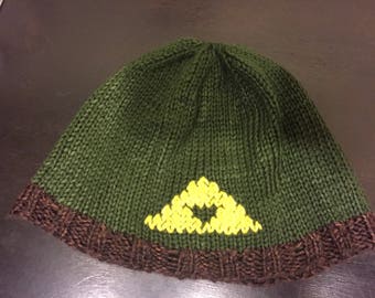 Hand Knit Zelda Triforce Beanie Hat