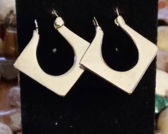 Open Square Silver Earrings