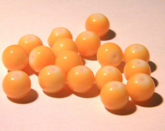glass beads - 40 baked glass beads - bead - 8 mm smooth and glossy - orange 14 G239