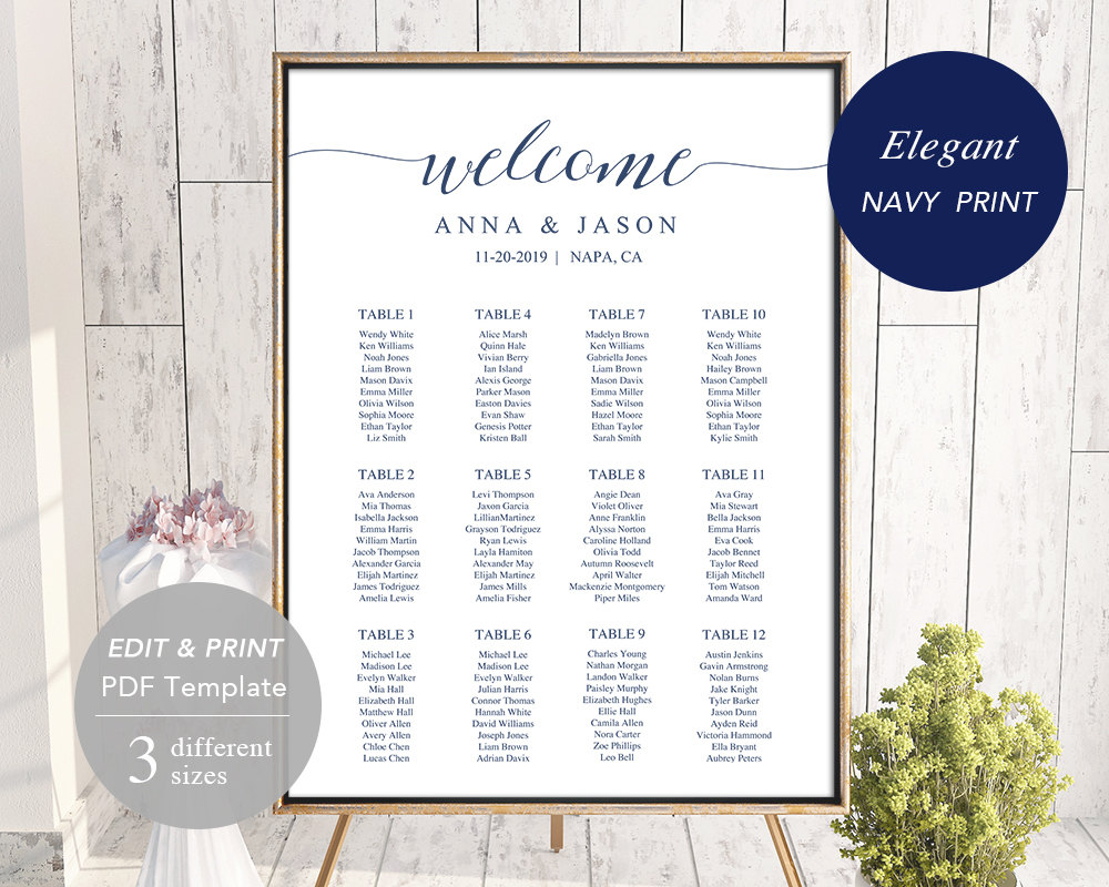 wedding seating chart template seating chart printable downloadable seating chart for wedding