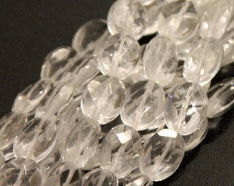 15 inch strand of Clear glass faceted oval beads 13x18mm