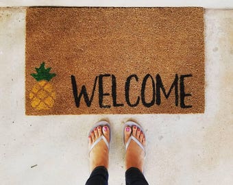 Pineapple Welcome Doormat | Welcome Mat | Door Mat | Outdoor Rug | Home Decor | Beach House Decor | Urban Owl