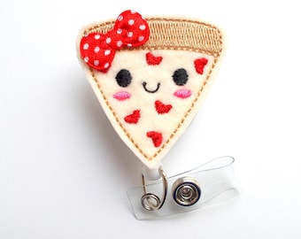 Pizza Badge Reel - ID Felt Badge Holder - Food Badge Reel - Nurses Badge Holder - Funny Badge Reel - Dietitian Badge - Humorous Badge Clip