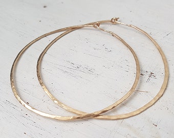 Hammered Hoop Earrings,Gold Hoop Earrings,Gold filled,Large Gold Hoops,2.5 inch Hoop Earrings,Earrings For Women,Minimalist Geometric Hoops