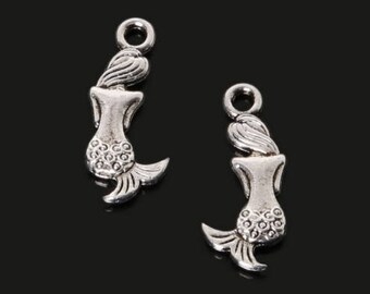Mermaid Charms, Silver Mermaids, Mermaid Pendants, Under The Sea, Sea Charms, Sea Pendants, Fantasy Charms, Fantasy Pendants, Mermaids,
