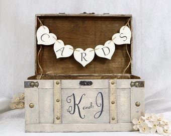 Personalized Wedding Card Box, Personalized Vintage Card Trunk, Vintage Wedding Card Box, Keepsake Box, Wedding Card Box, Card Box