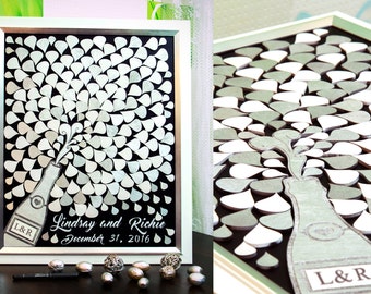 3D wedding Guest Book White Silver Gold Sign Guest Book Wedding Guest Book Wedding Guestbook Splash Champagne Guest Book Wedding Guest book