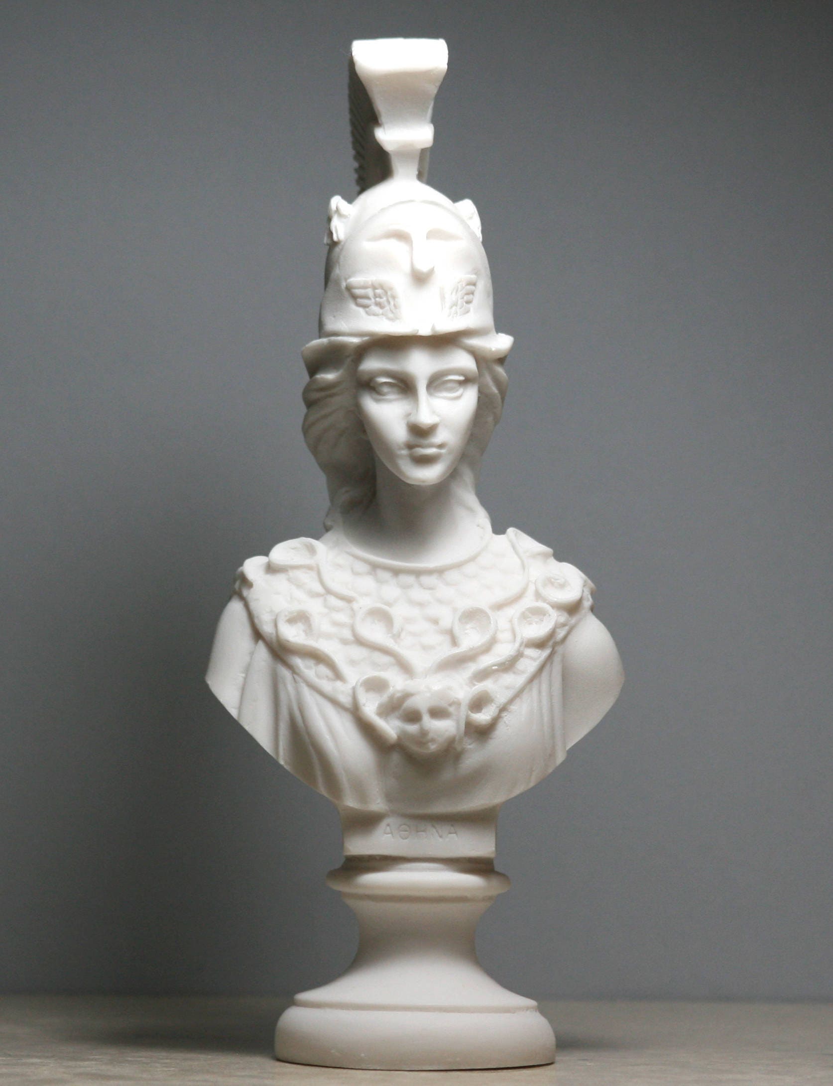 Greek Bust of Athena Minerva Goddess Art Statue Alabaster