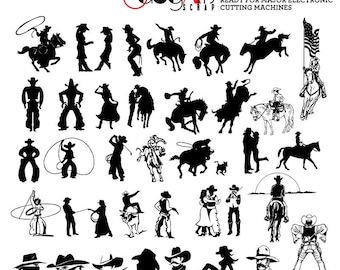Cowboy, Cowgirl Clip Art Digital Cut Files Svg Dxf Eps Png Silhouette SCAL Cricut Vector Printable Download Paper, Vinyl Die Cutting JB-707