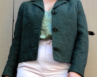 forest green structured cropped coat size S M