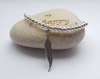 Sterling silver Feather charm bracelet