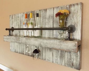 Rustic wine Rack; Industrial wine rack, wine rack, cottage chic, farmhouse decor, Wine, Rustic decor