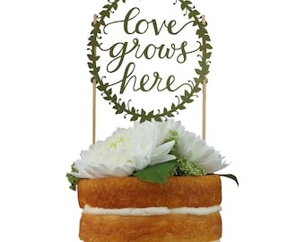 Love Grows Here Paper Cake Topper