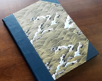 Half-Bound Leather & Waves Music Composition Journal 10 Staff 200 pgs
