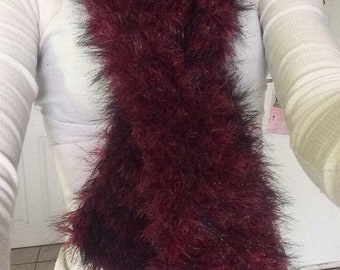 Black & Maroon Fuzzy Keyhole Scarf