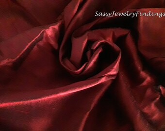 Maroon 100% dupioni Raw silk fabric Sold By the Yard 18" wide!