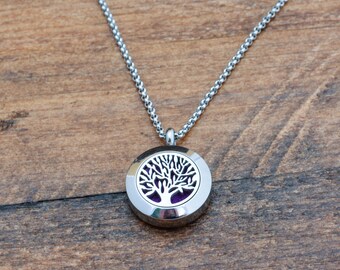 Essential Oil Diffuser Necklace for Women - Tree of Life Necklace - Diffuser Jewelry - Aromatherapy Jewelry - Small Diffuser Locket Necklace