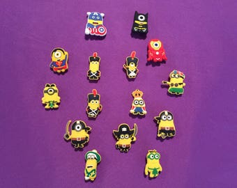 Minions Shoe Charms for Crocs, Silicone Bracelet Charms, Party Favors, Jibbitz / Minions Kids PVC necklaces