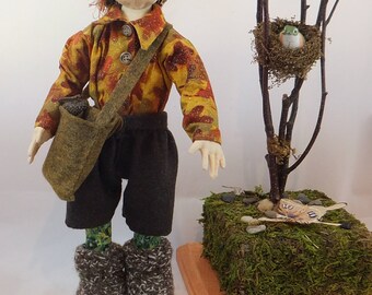 Art Doll-Norbert the Elf OOAK Cloth Doll