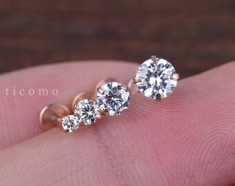 Triple Helix earring Cartilage earring 16g Cartilage piercing Helix piercing Tragus earring Tragus piercing Barbell Zircon Labret