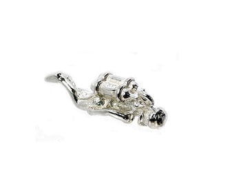 Sterling Silver Scuba Diver Charm For Bracelets