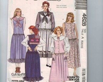 1980s Misses Sewing Pattern McCalls 4628 Misses Jumper with Detachable Collar and Applique Modest Size 6 8 10 Bust 30 31 32 80s 1989 UNCUT