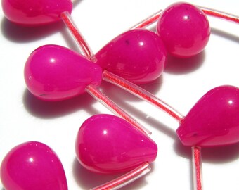 Juicy Hot Pink Jade Magenta Smooth Briolettes 2