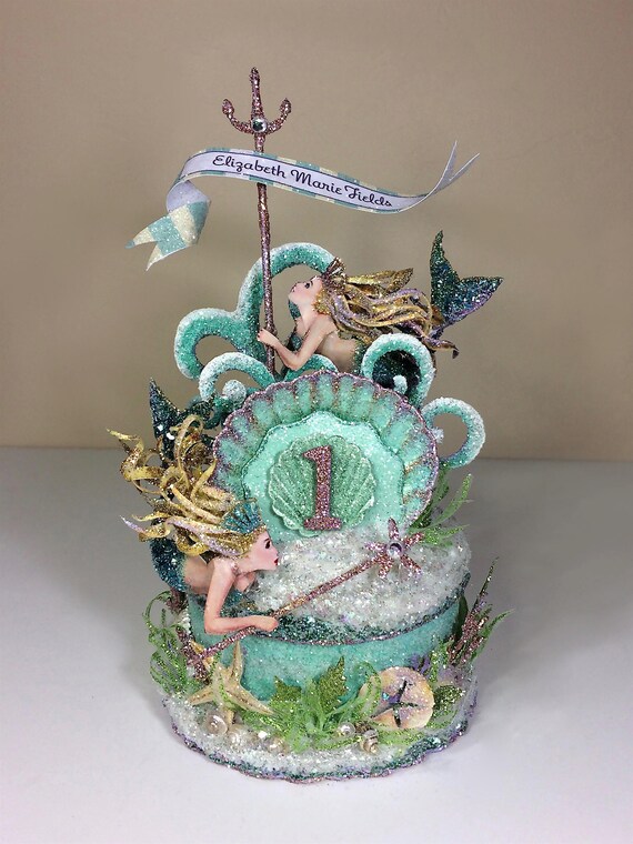 Custom Mermaid 1st Birthday Cake Topper Birthday Topper Custom Mermaid 1st Birthday Cake Topper Birthday Topper